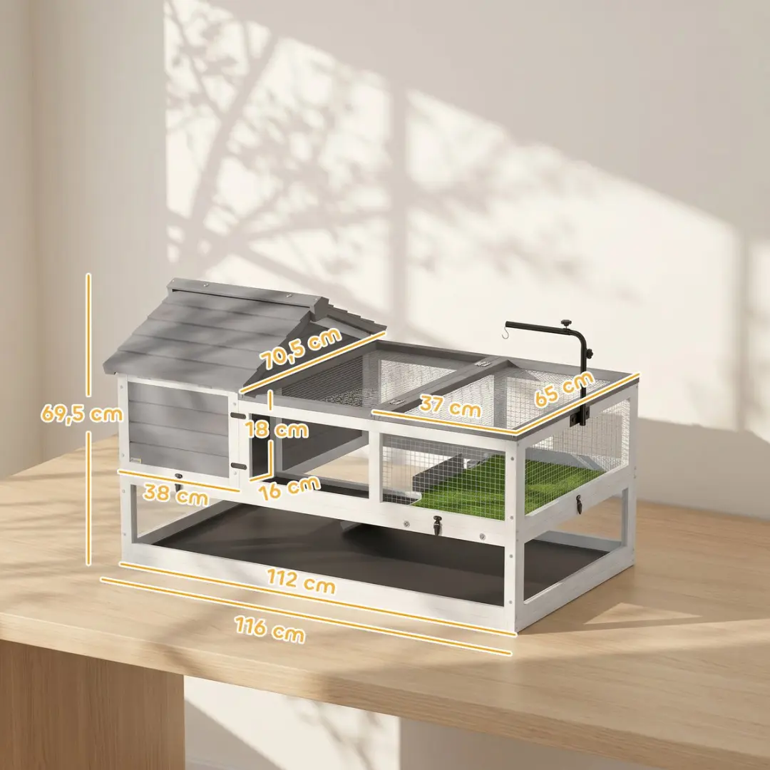 Pawhut Schildpaddenhuis - 116x70,5x69,5cm - Staal - Grijs