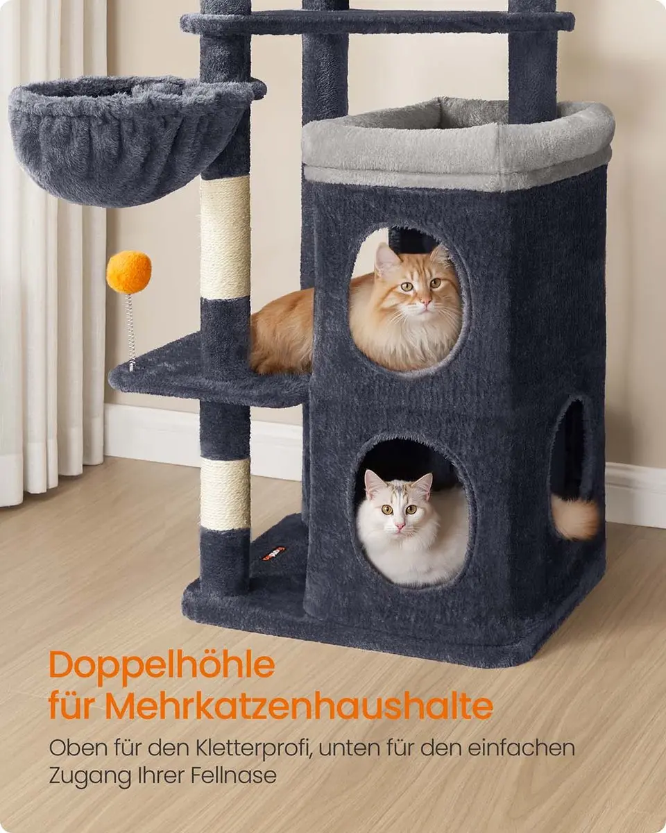 Songmics Kattenboom - 7 Ligplekken - Donkergrijs