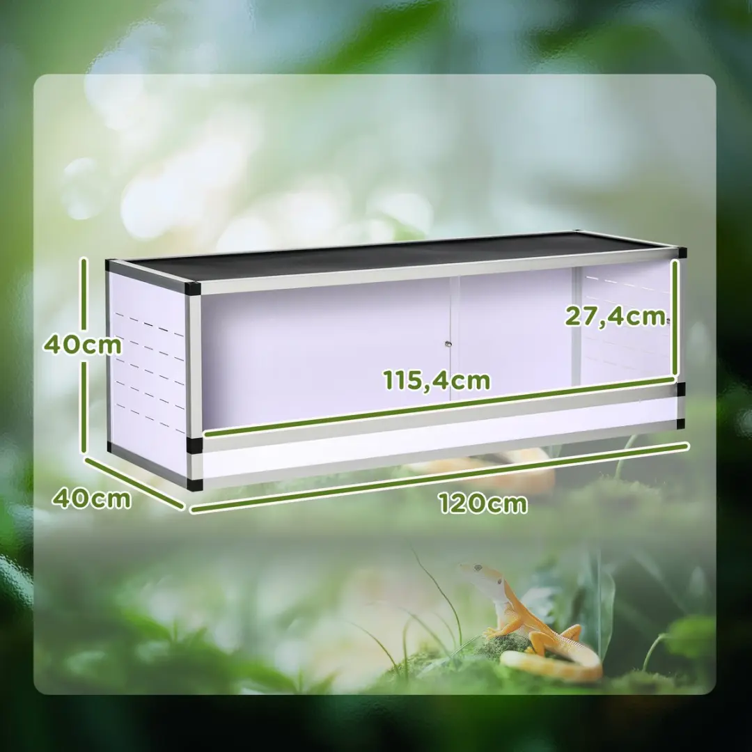 Pawhut Reptielenhuis D40-022 - L - Wit/Zilver/Zwart