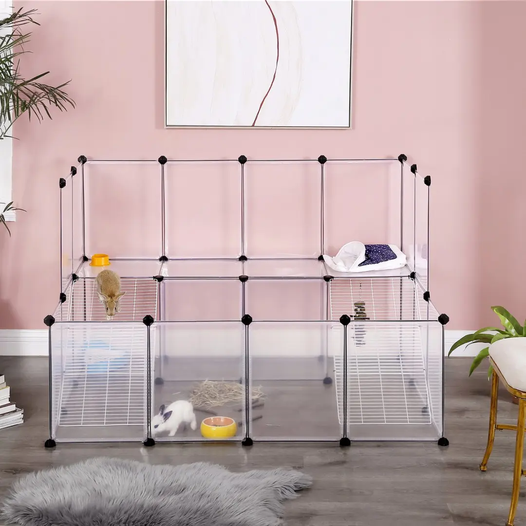 Songmics Hondenren Puppyren Kunststof - 28 Panelen Wit