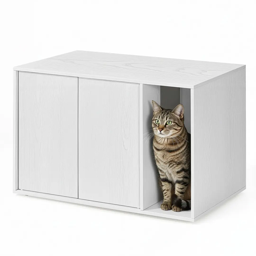 Songmics Kattenbakkast - Gereedschapsloze Montage Wit