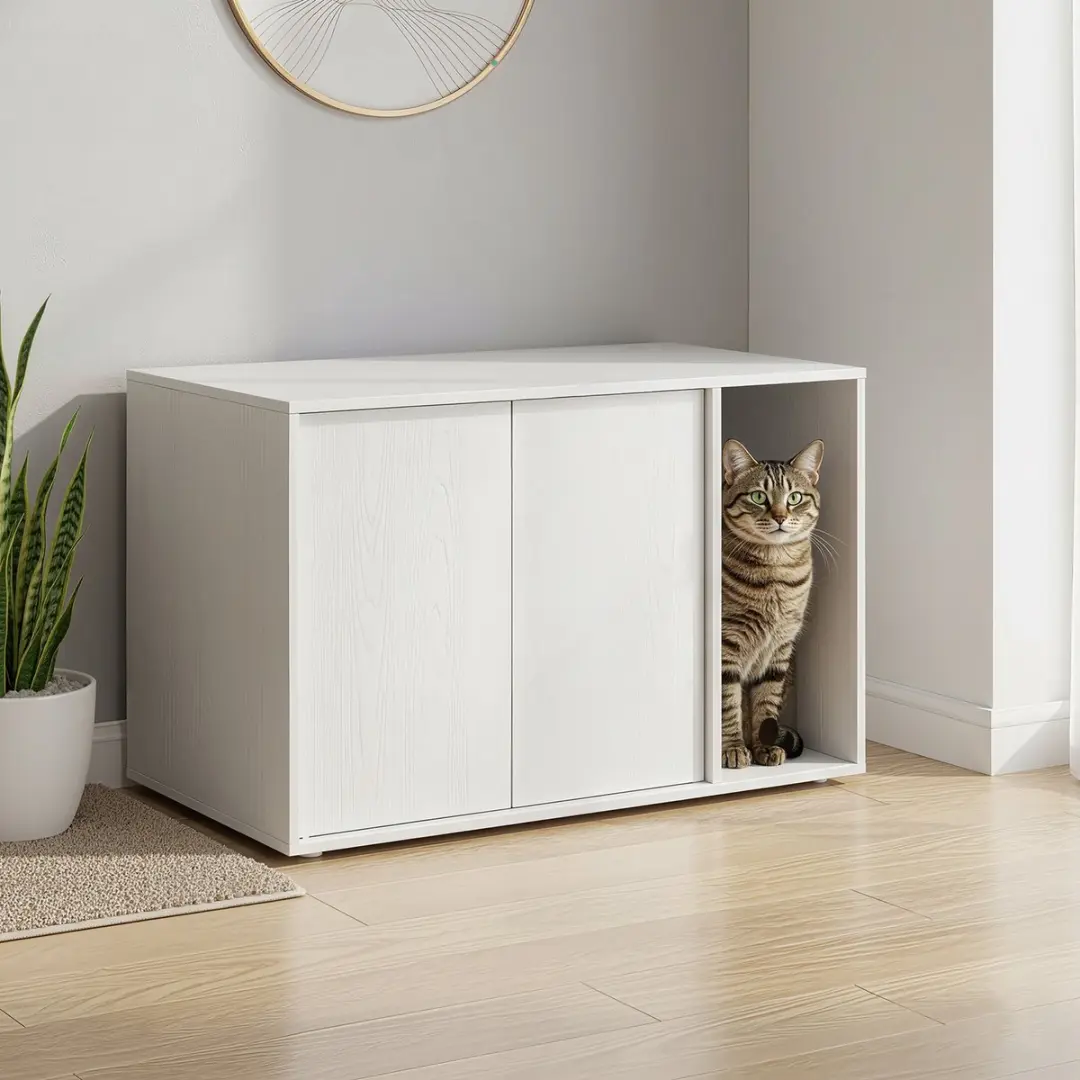 Songmics Kattenbakkast - Gereedschapsloze Montage Wit