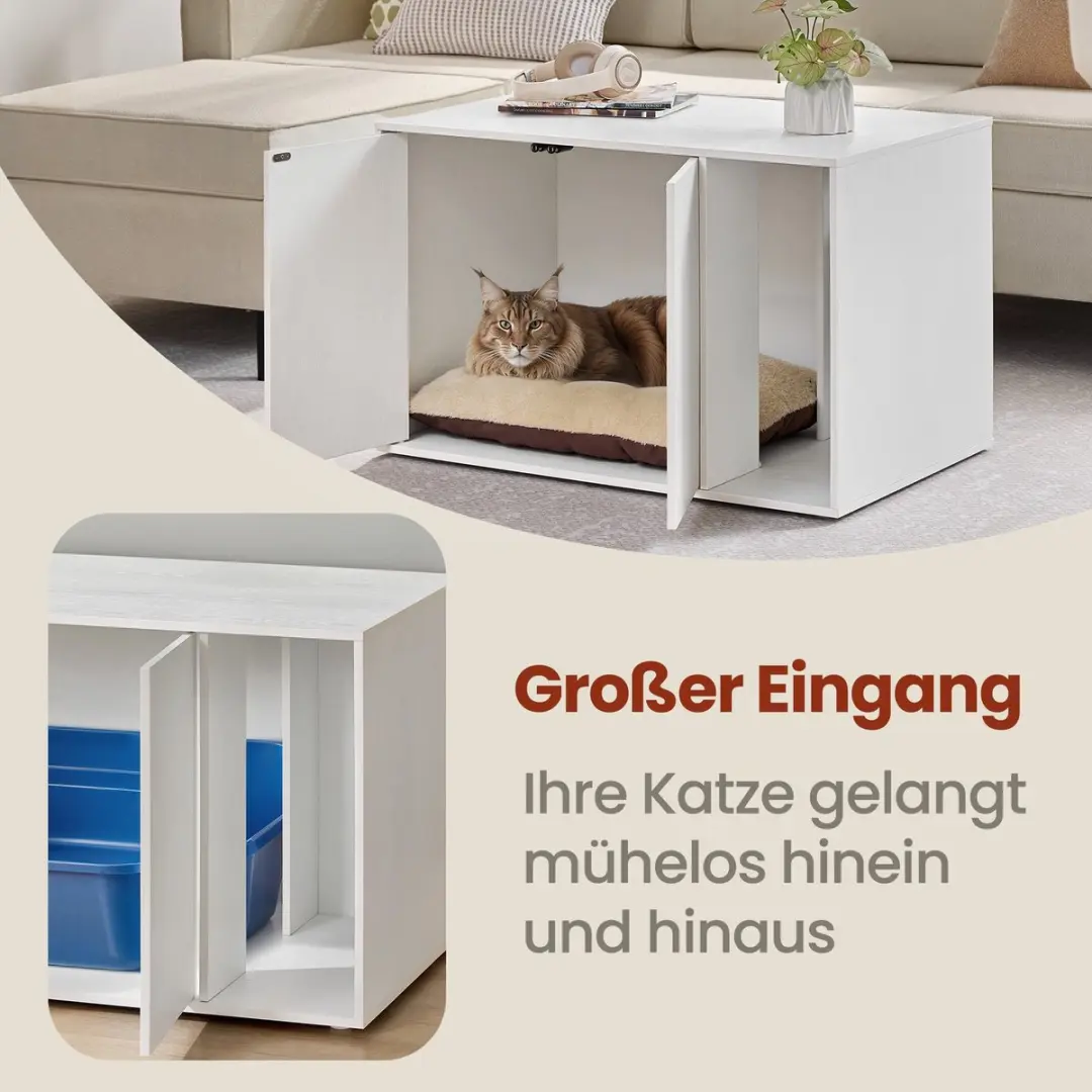 Songmics Kattenbakkast - Gereedschapsloze Montage Wit