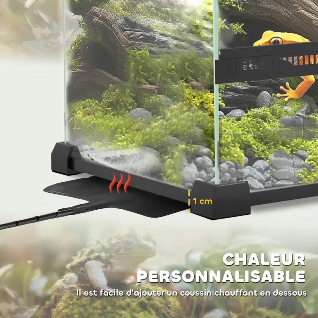 Pawhut Reptielenbox 20x20x30cm - Gehard Glas Transparant