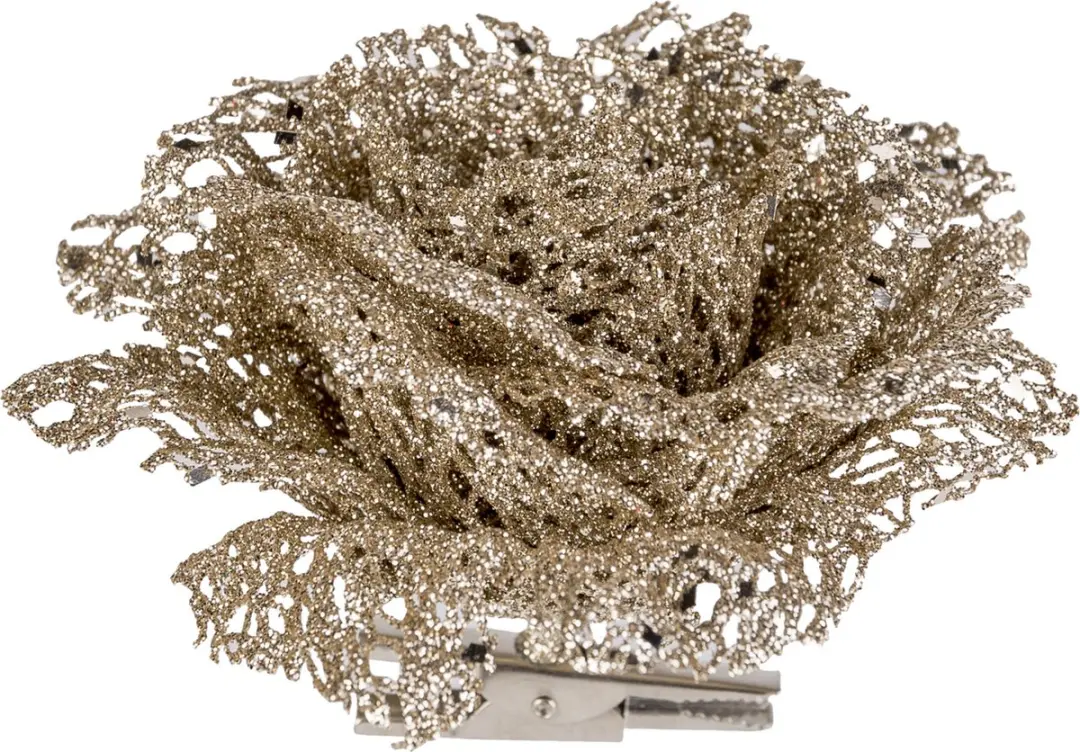 Cosy&Trendy Champagne Glitter Roos Clip 10cm