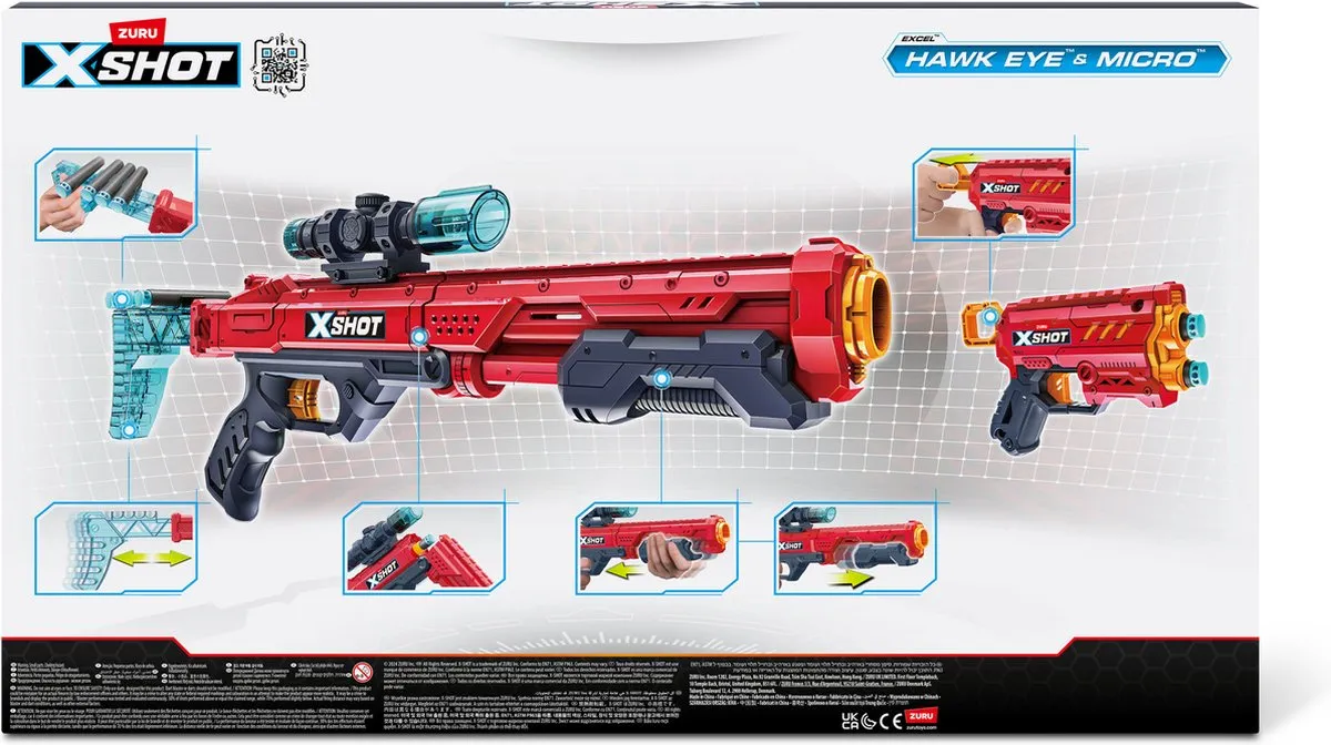 XSHOT Excel Hawk Eye Blaster Micro Blaster Duo Pack 24 Pijlen - Meerkleurig