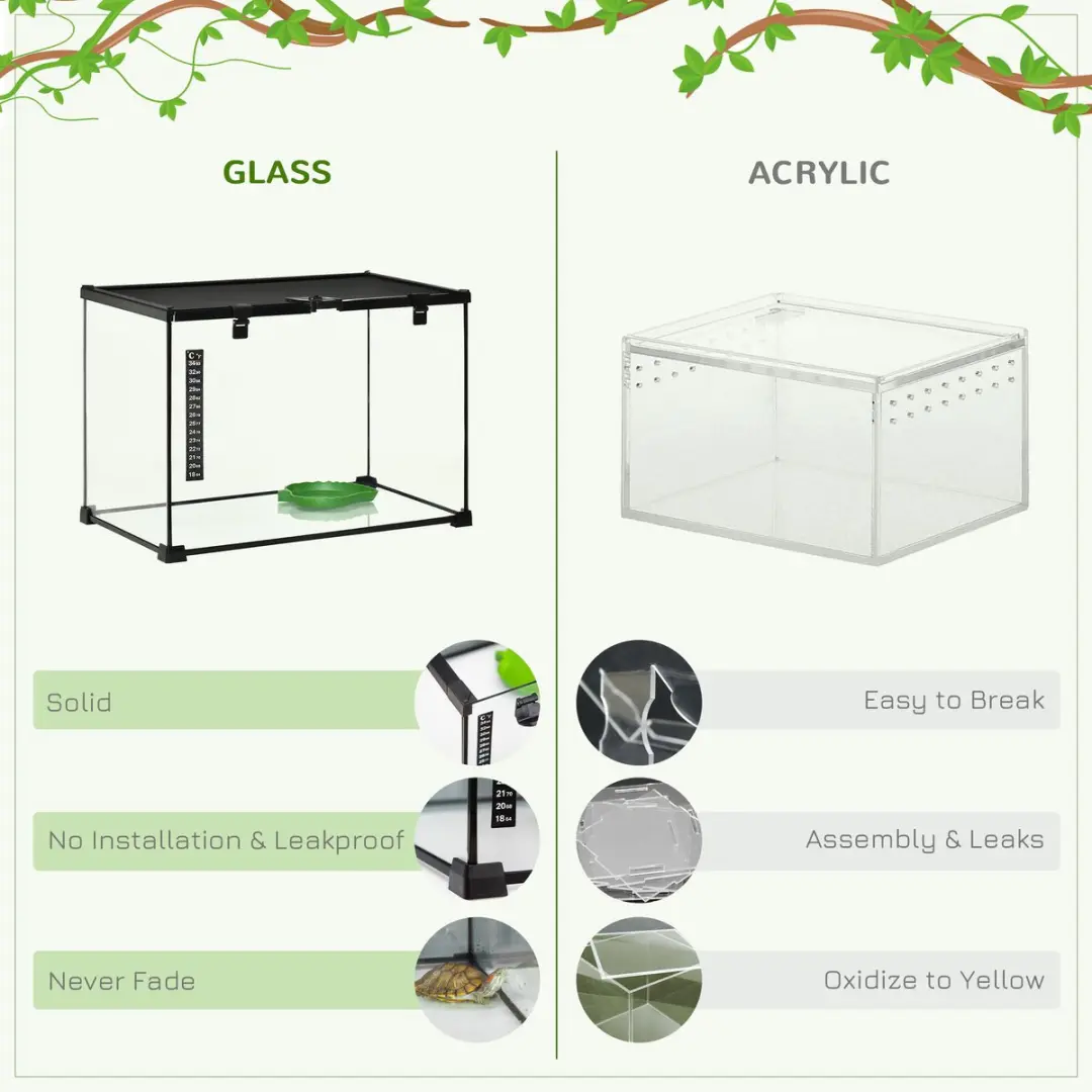 Pawhut Terrarium M Zwart - met thermometer en voeringopening