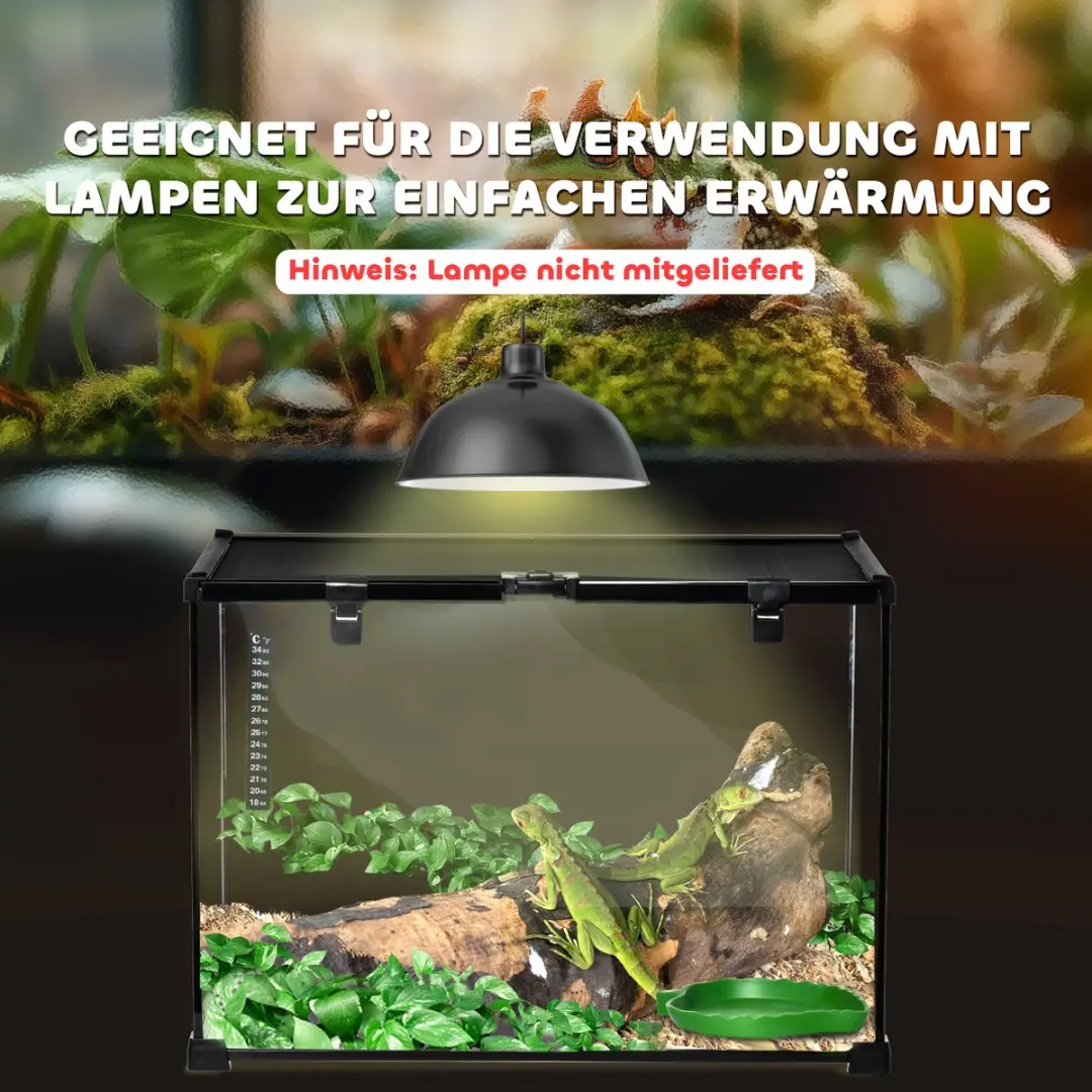 Pawhut Terrarium M Zwart - met thermometer en voeringopening
