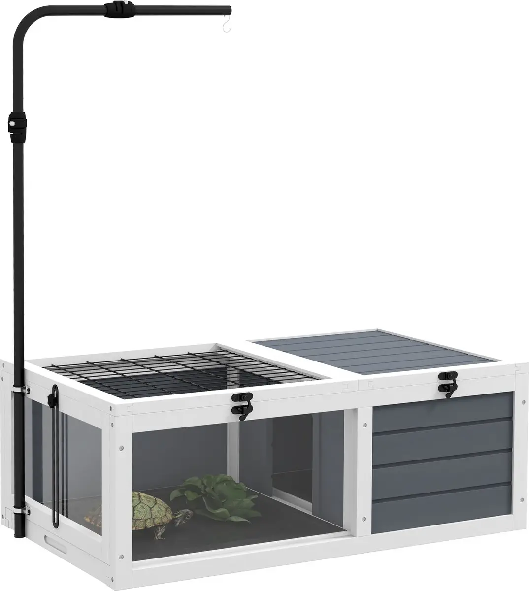 Pawhut Schildpaddenhuis Vurenhout 81x48x31,5cm Grijs