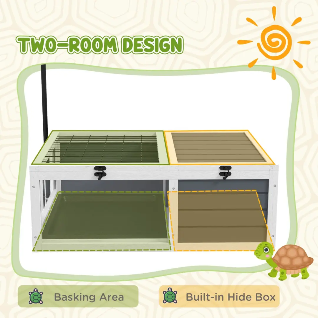 Pawhut Schildpaddenhuis Vurenhout 81x48x31,5cm Grijs