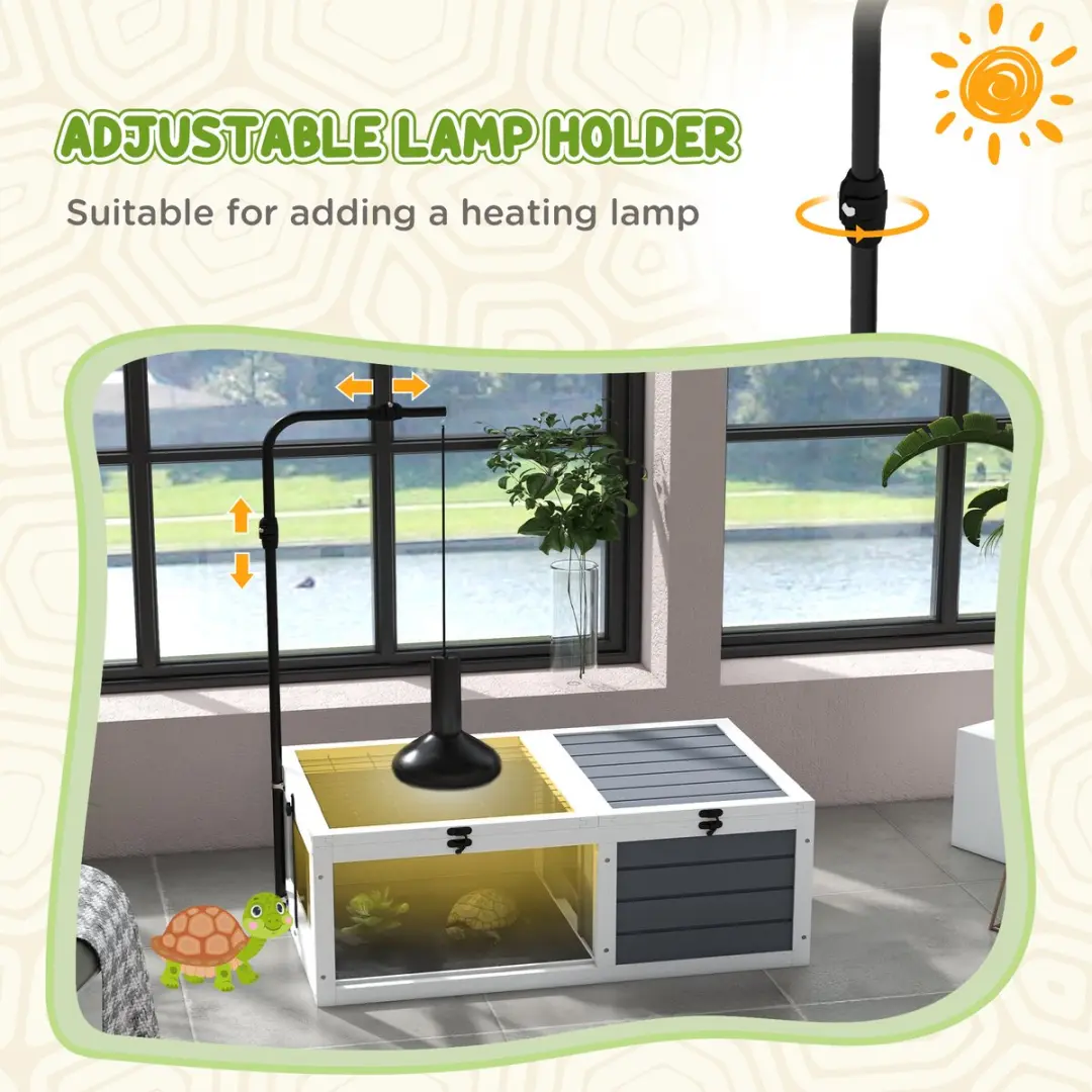 Pawhut Schildpaddenhuis Vurenhout 81x48x31,5cm Grijs
