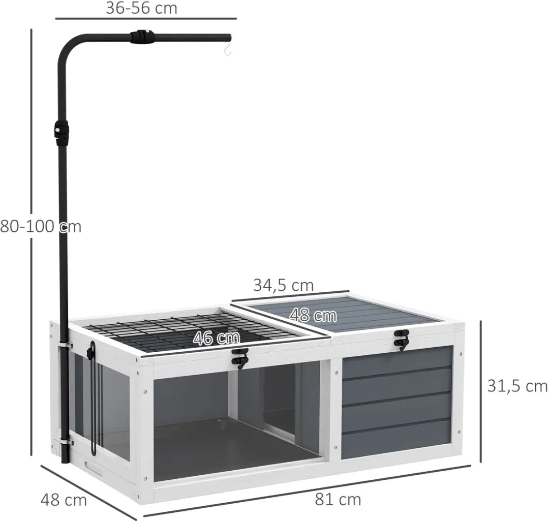 Pawhut Schildpaddenhuis Vurenhout 81x48x31,5cm Grijs
