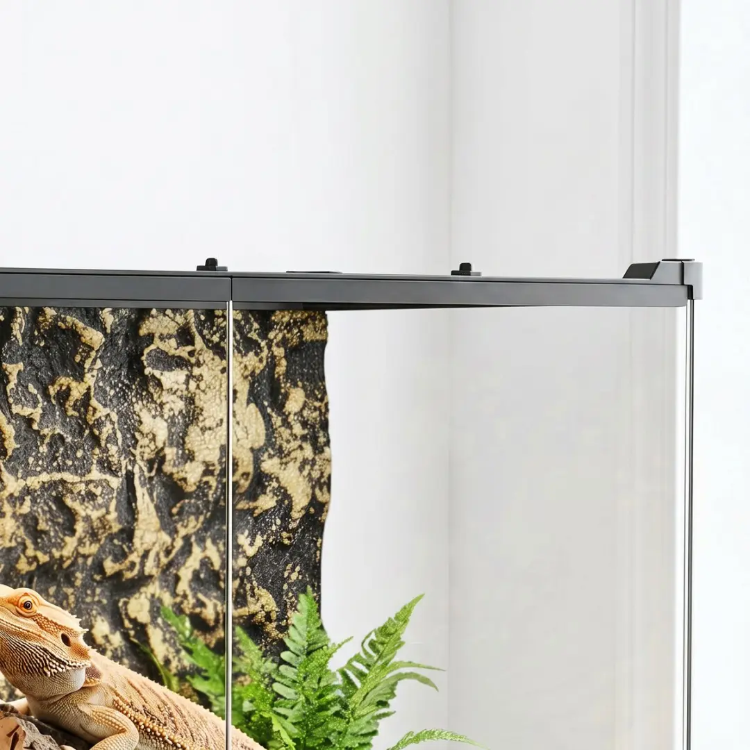Pawhut Reptielenbox Gehard Glas 50L x 30B x 35Hcm - Zwart