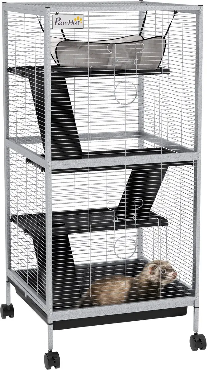 Pawhut Kooi voor kleine dieren 52x52x113,5cm