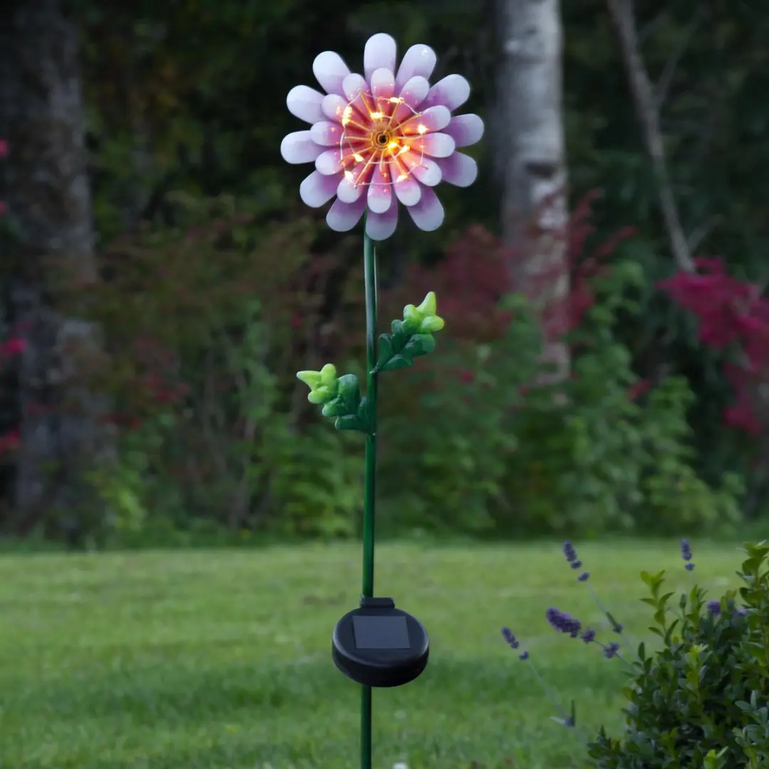 Star Trading Pink Daisy Solar Grondstaak - Zilver