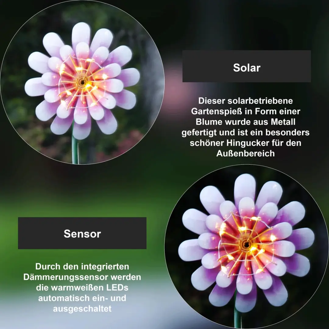 Star Trading Pink Daisy Solar Grondstaak - Zilver