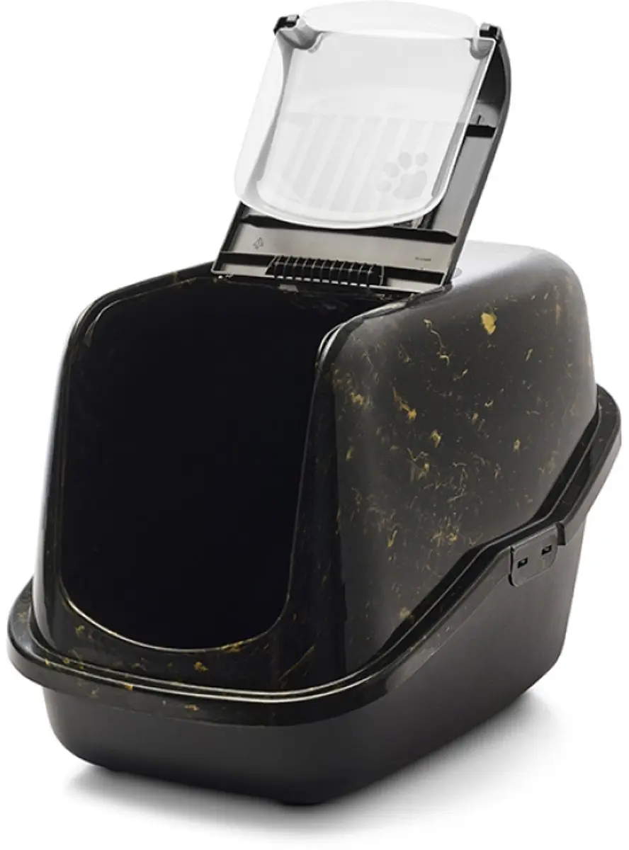Savic Nestor Marmer Kattenbak 56x39x38,5cm - Zwart/Goud