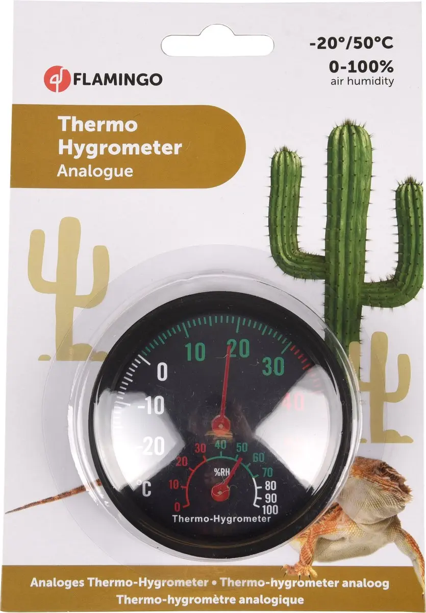 Flamingo Thermo-/Hygrometer Terrarium Analoog
