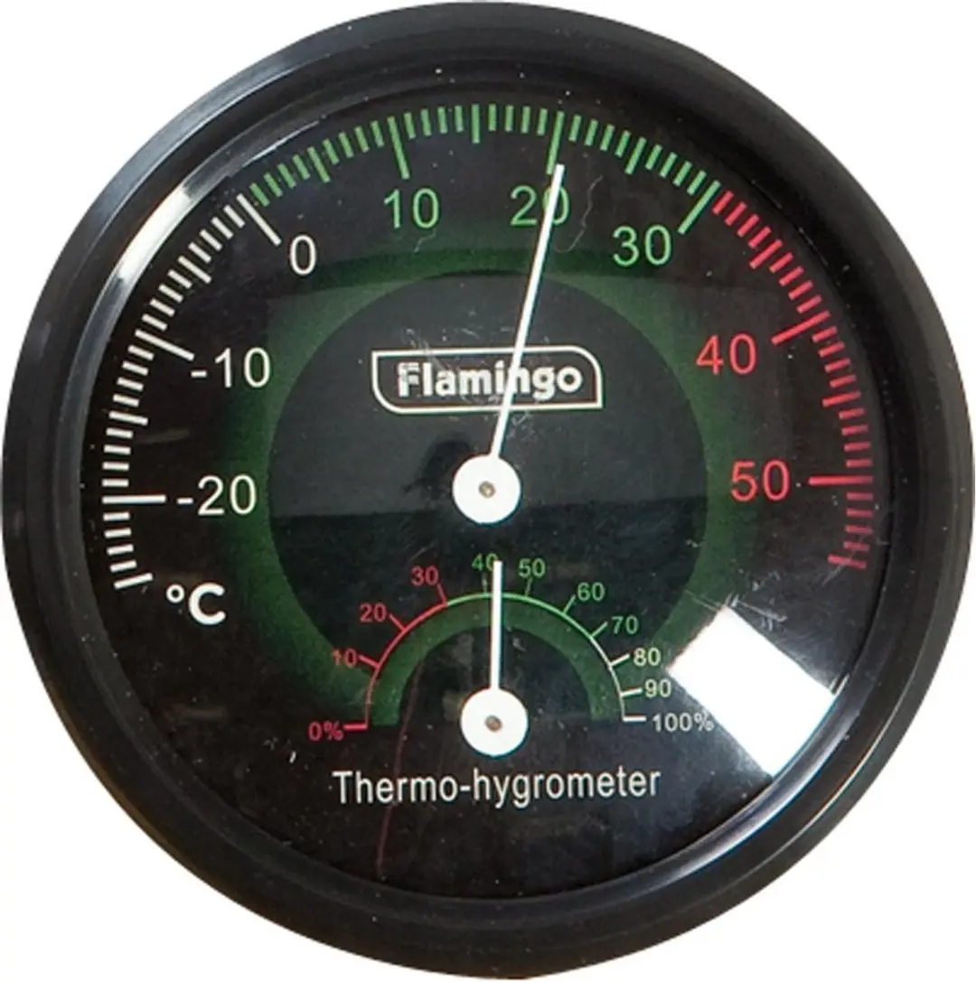 Flamingo Thermo-/Hygrometer Terrarium Analoog - Zwart
