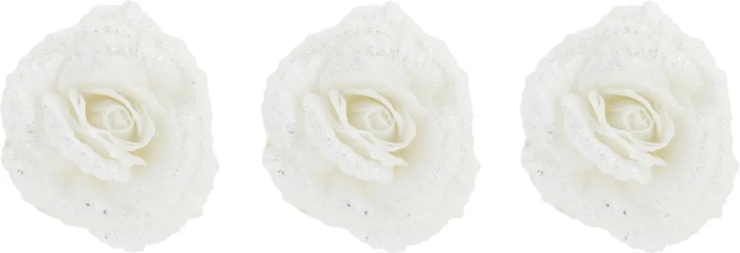 Cosy&Trendy Witte Glitter Roos Clip 18cm
