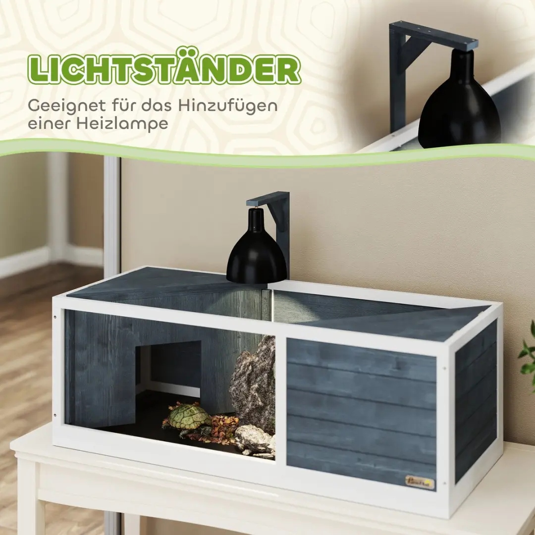 Pawhut Schildkrötenhuis Hout - 120x50x40cm - Grijs - afbeelding 6 van 6