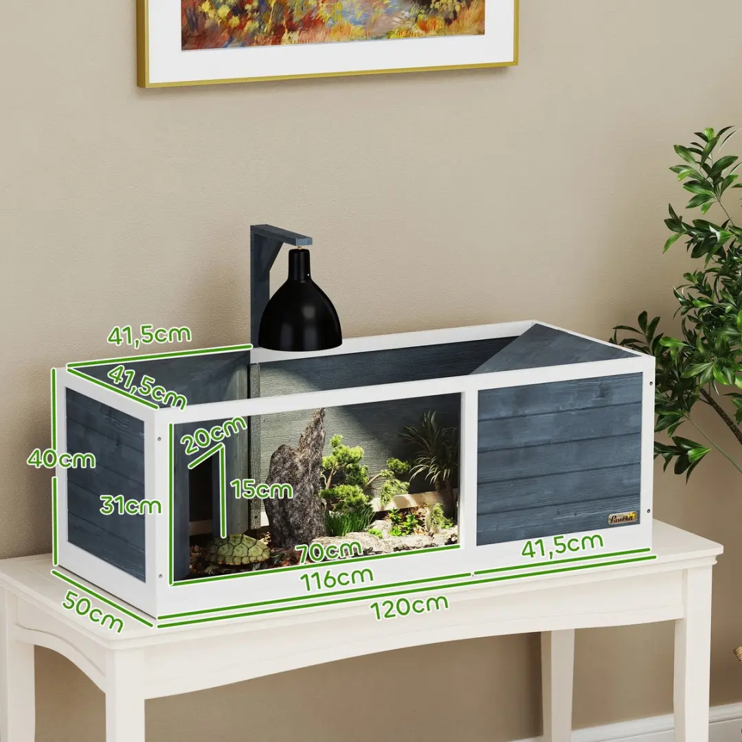 Pawhut Schildkrötenhuis Hout - 120x50x40cm - Grijs