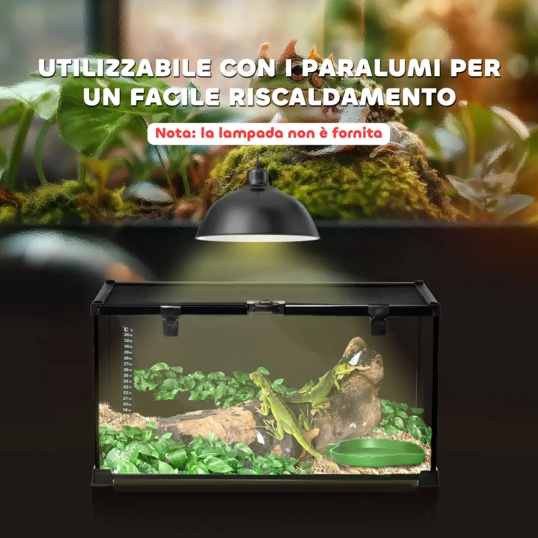 ECTEATOY Glazen Terrarium 50x30x25cm - Zwart - Met Thermometer & Waterbak - afbeelding 6 van 6