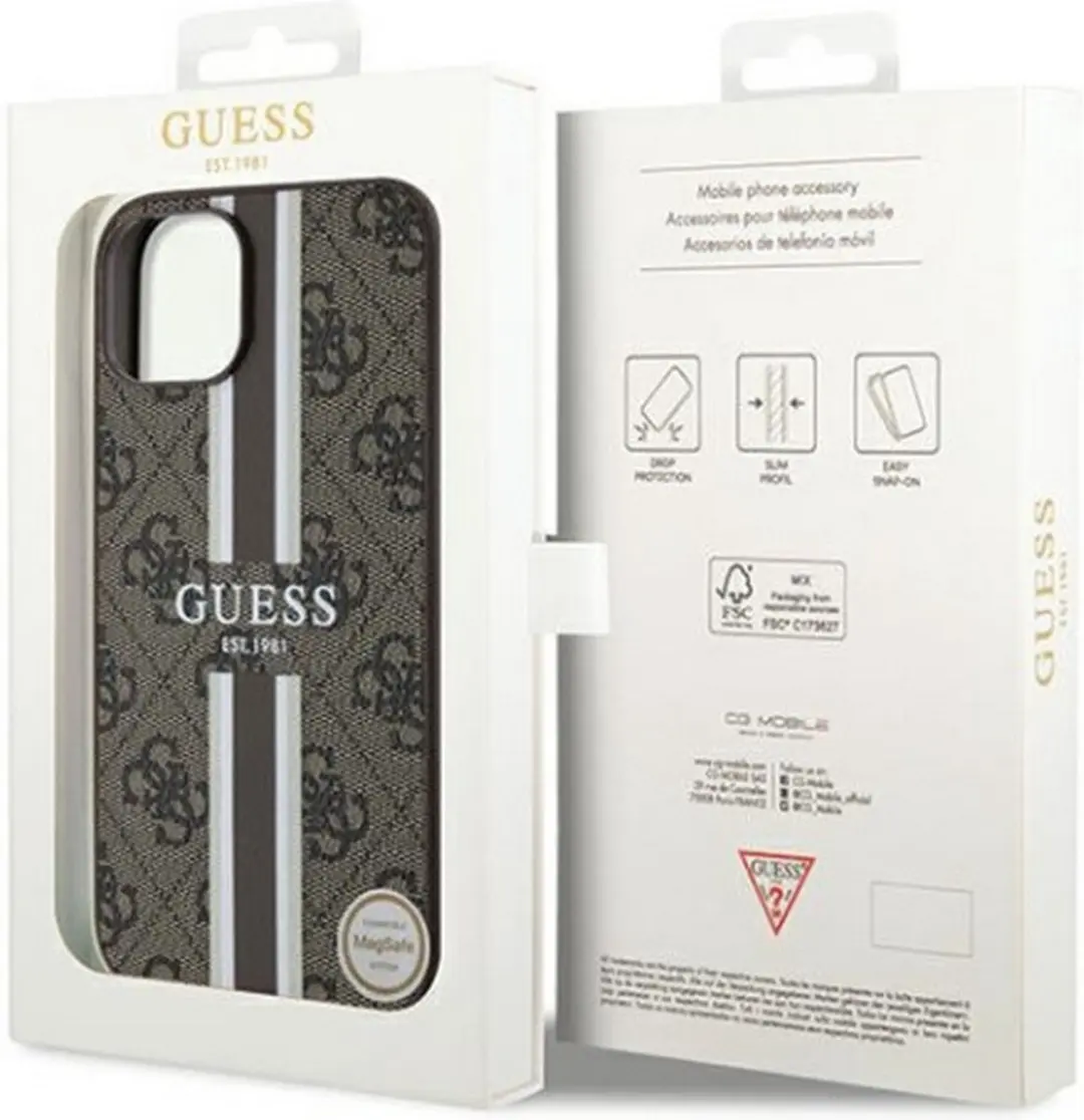 Guess 4G Printed Stripe Back Case - iPhone 15 Bruin
