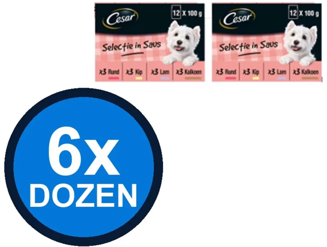6x Cesar Maaltijdzakje Adult In Saus Multipack