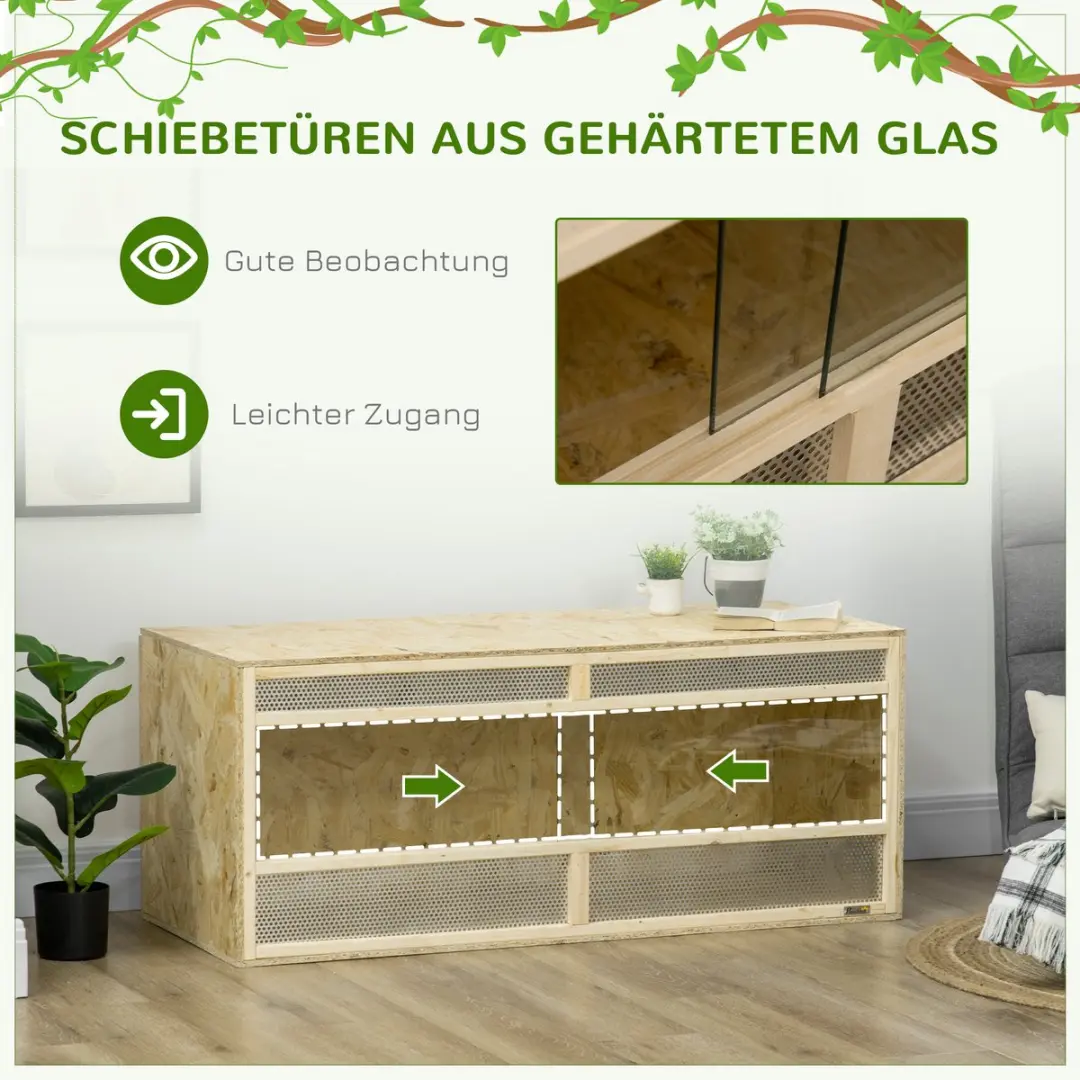 Pawhut Terrarium 120x50x50cm - Glas - Spinne/Amfibieën