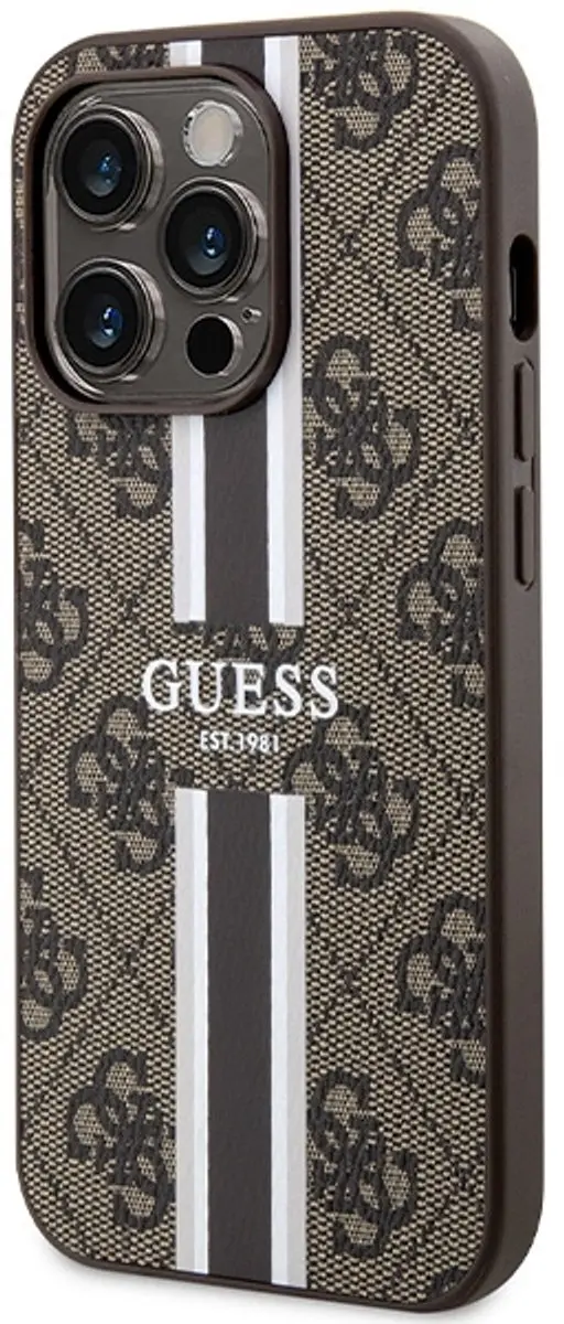 GUESS Hoesje iPhone 15 Pro - Bruin MagSafe