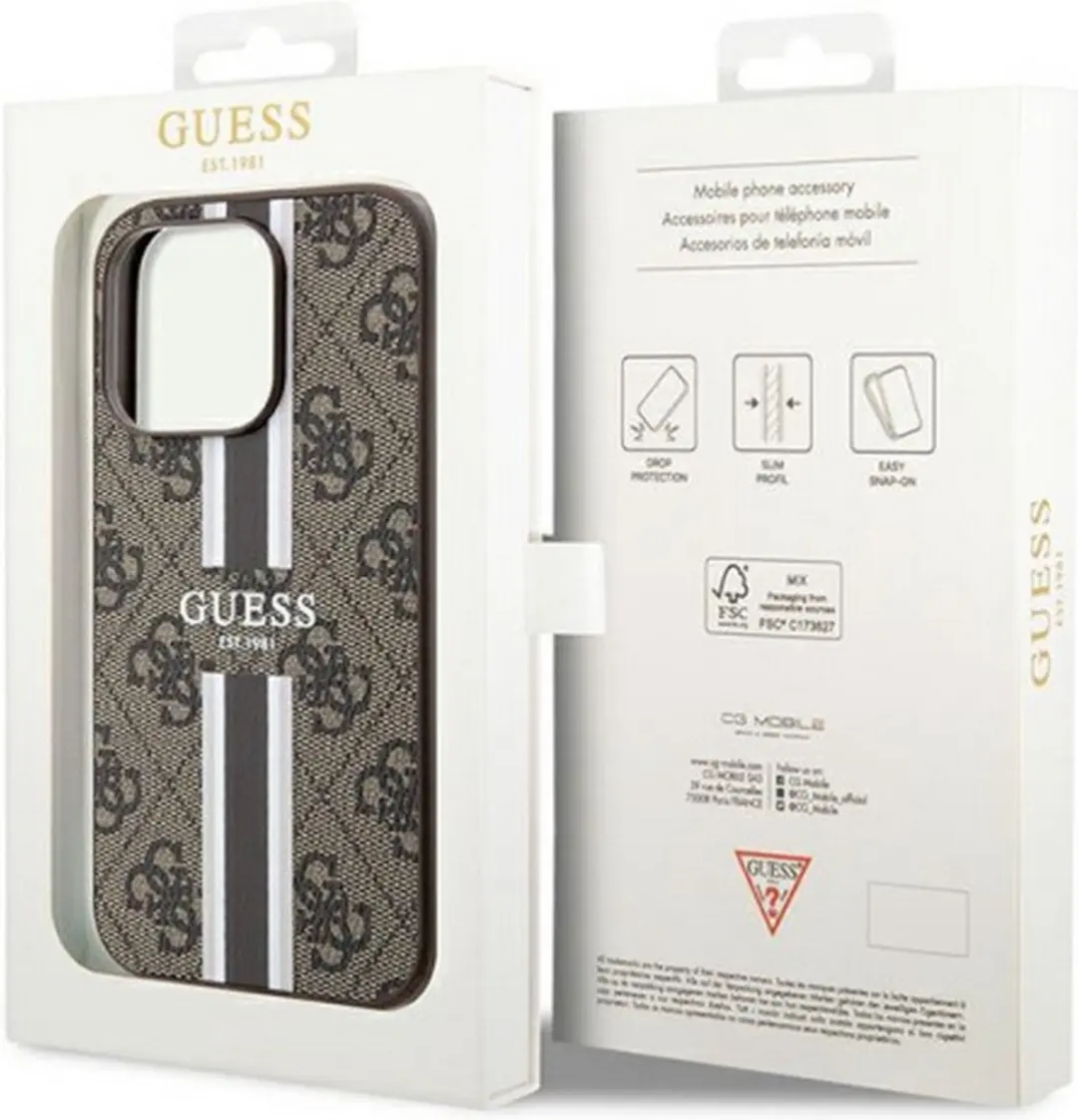 GUESS Hoesje iPhone 15 Pro - Bruin MagSafe