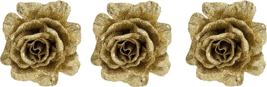 Cosy&Trendy Bloemen Roos Goud Glitter - 10cm