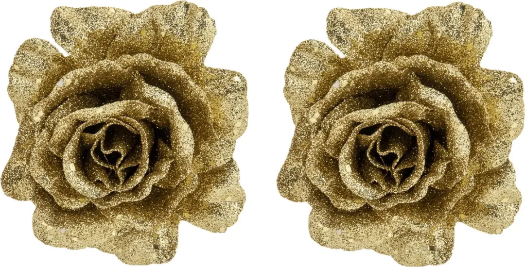 Cosy&Trendy Bloemen Roos Goud Glitter - 10cm