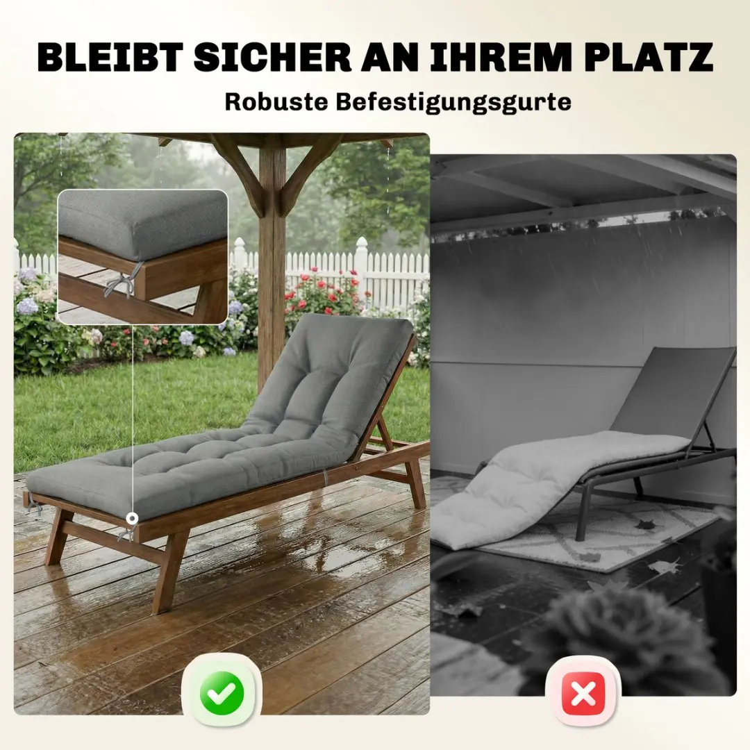 Outsunny Zitkussen Buitenbank Lichtgrijs 65x198x13cm - afbeelding 6 van 6