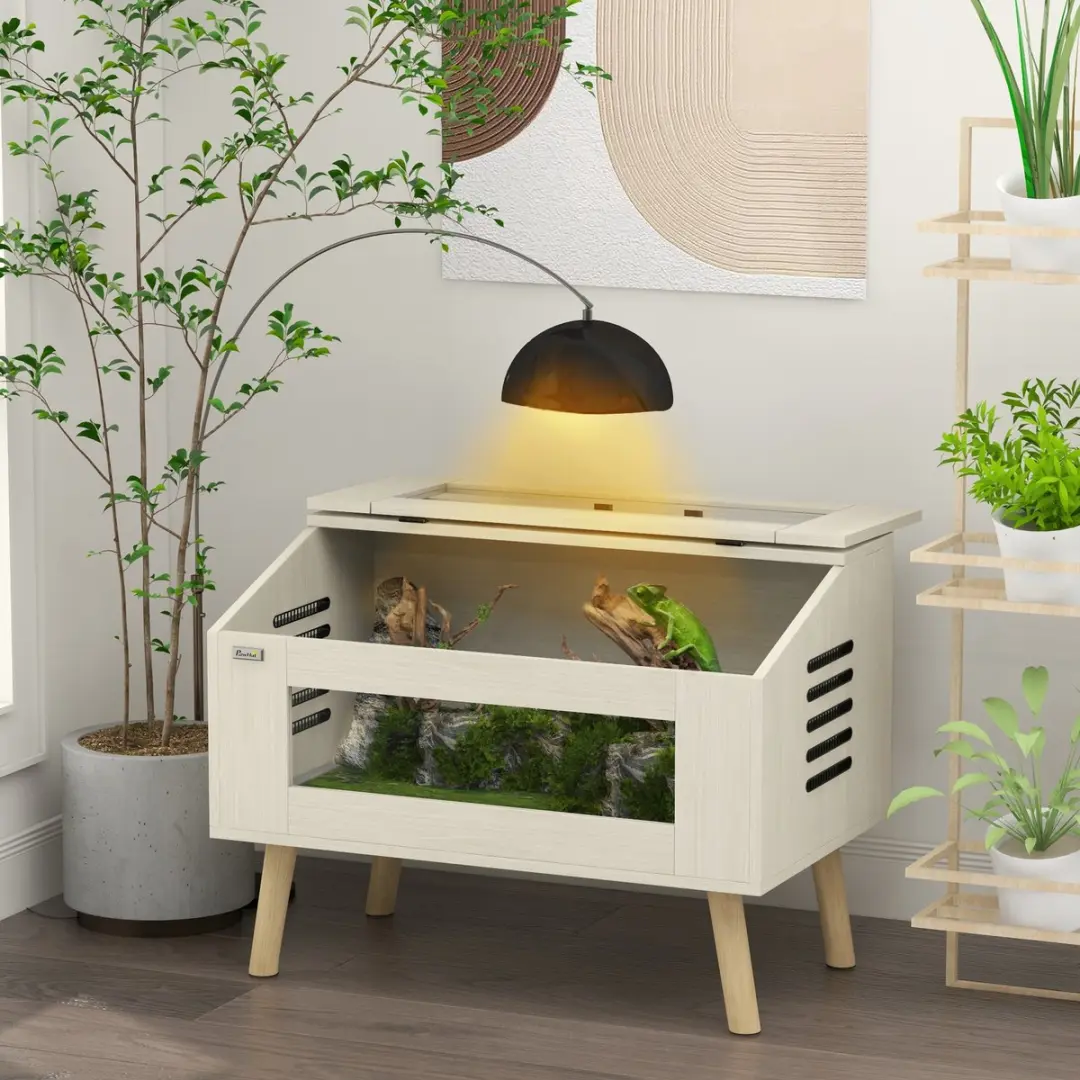 Pawhut Reptielenenterrarium 80x50x60cm - Natuurlijk hout