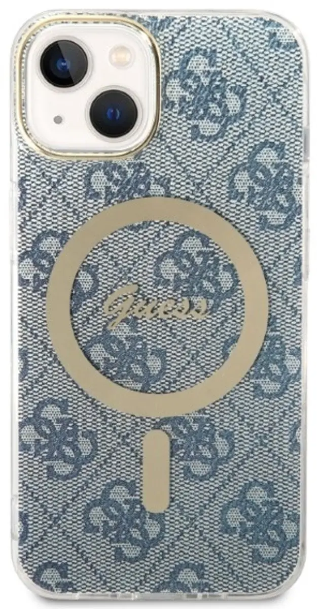 GUESS iPhone 14 Plus Hoesje MagSafe Blauw