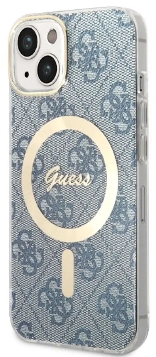 GUESS iPhone 14 Plus Hoesje MagSafe Blauw