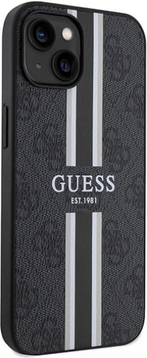 Guess 4G Printed Stripe Back Case - iPhone 15 6.1" - Zwart