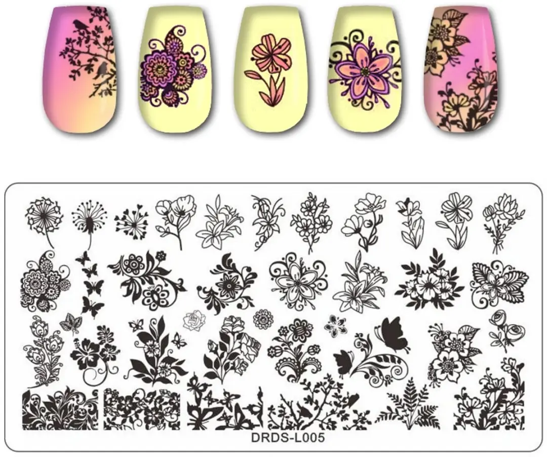 Born Pretty Nagel Stempelplaat DRDS-L005 Bloemen & Ornamenten