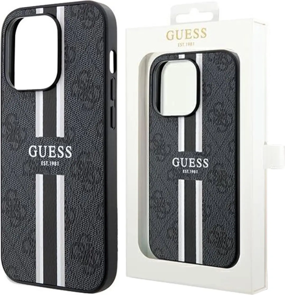 Guess 4G Printed Stripe Back Case - iPhone 15 Pro - Zwart