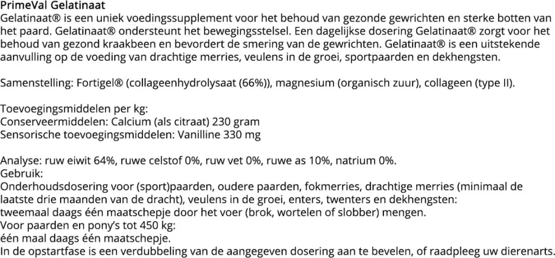 Primeval Gelatinaat Paard Supplement 2 kg