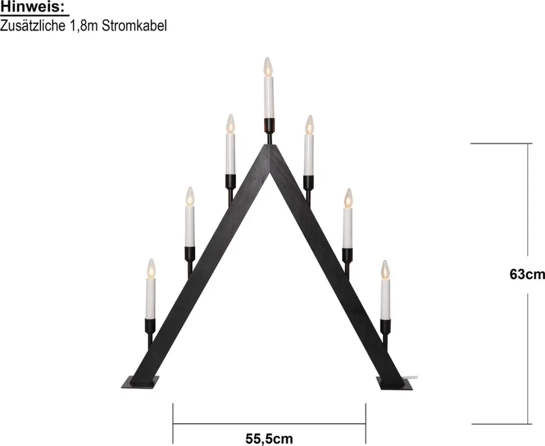 Star Trading Vind Kaarsenboog - 7 Lampen - Hout Zwart Gebeitst