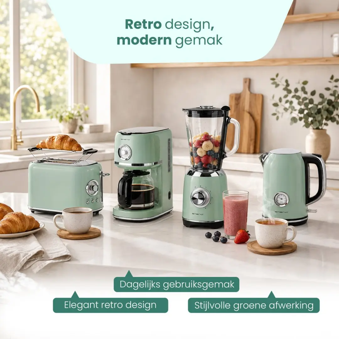 Emerio Retro Blender BL-131620.8 - 1,75L - 600W - Groen