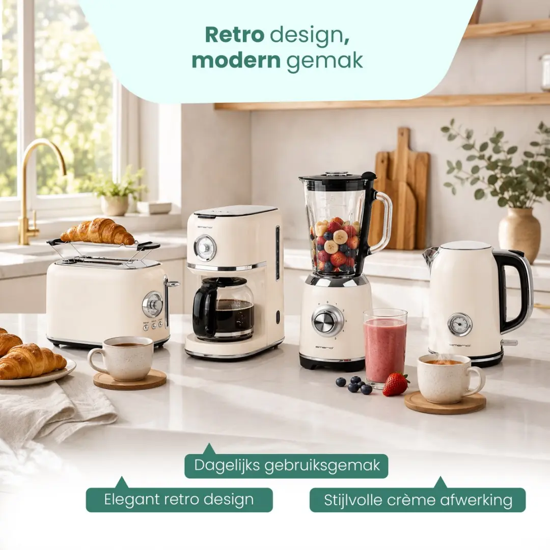 Emerio Retro Blender BL-131620.7 - 600W 1,75L - Crème