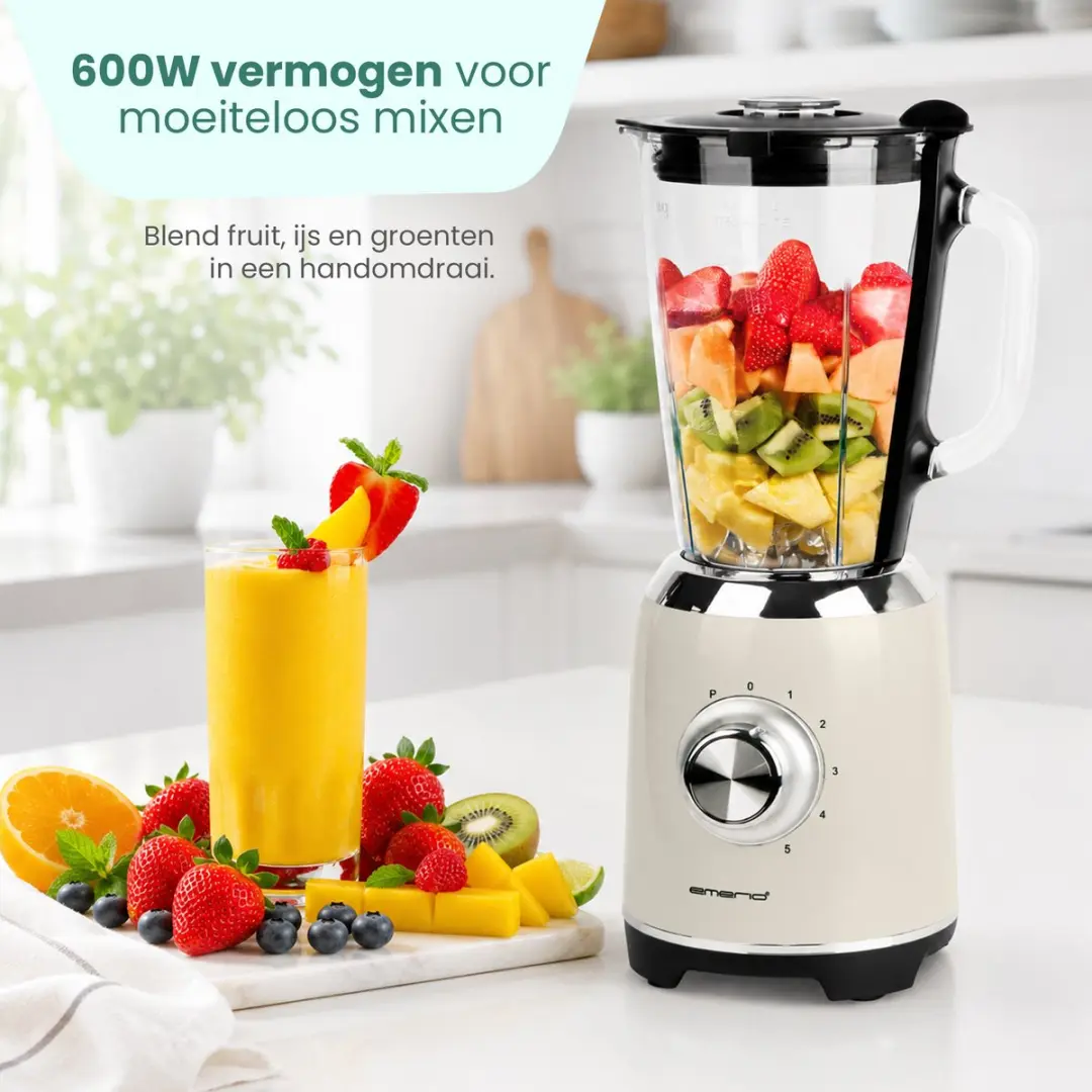 Emerio Retro Blender BL-131620.7 - 600W 1,75L - Crème