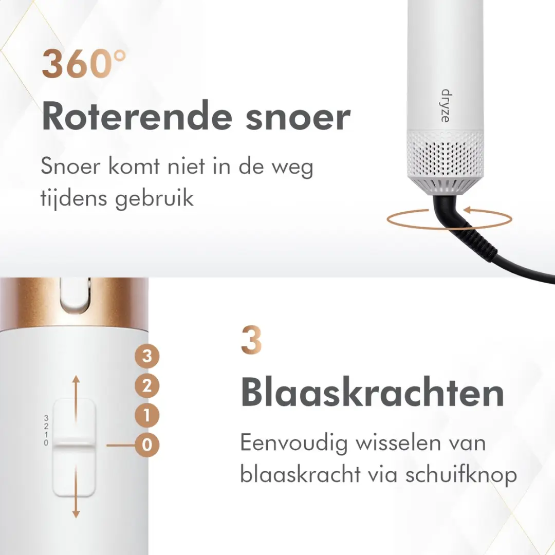 Dryze Airstyler 5-in-1 1800W - Crème/Wit