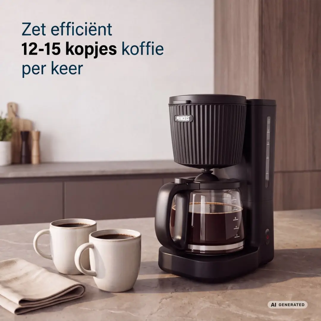 Princess Wave Koffiezetapparaat 1000W - 1,5L - Zwart/RVS