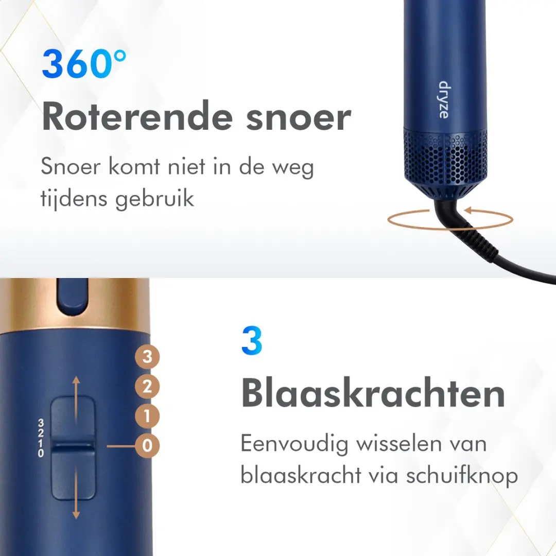 Dryze Airstyler 5-in-1 Vinca Blue - Krultang met 5 opzetstukken