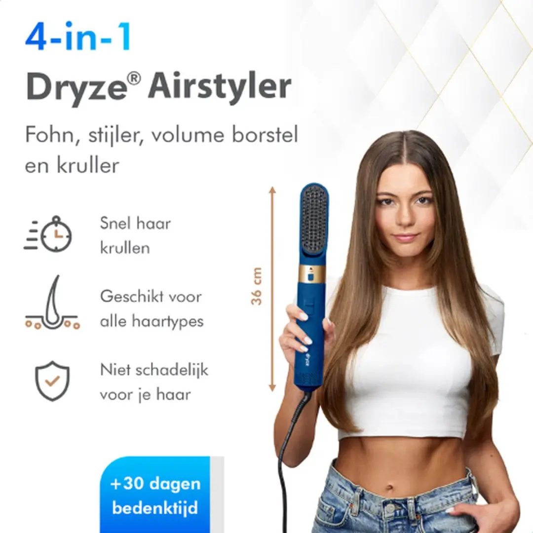 Dryze Airstyler 5-in-1 Vinca Blue - Krultang met 5 opzetstukken